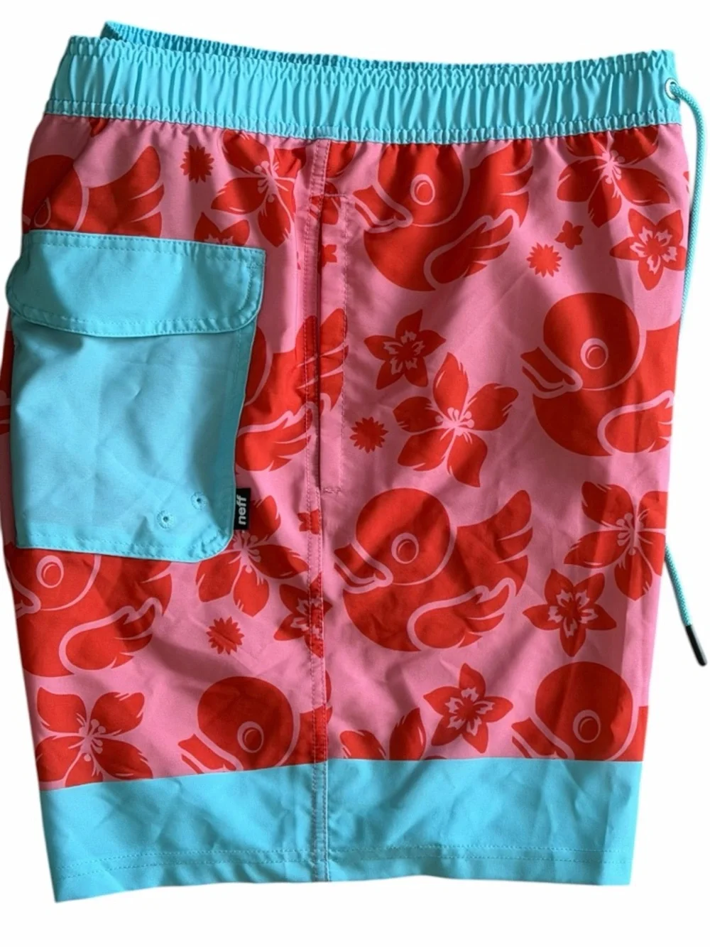 NWT NEFF Ducky Fade Swim Trunks Men’s Graphic Print Board Shorts Size L, XL